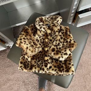 Girls Leopard faux fur Coat